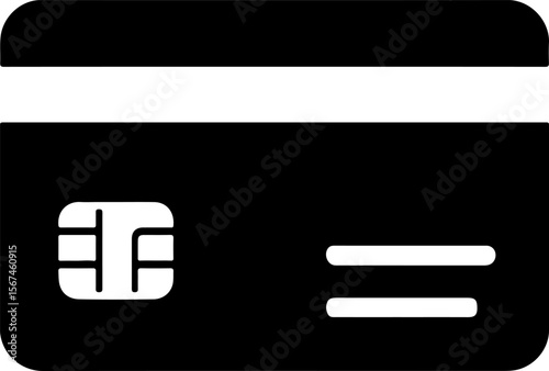 Black credit card with chip and magnetic stripe silhouette
