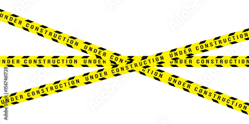 Caution Tape Set, Yellow and Black Stripes, Warning Labels, Danger Signs, Safety Barriers, Construction Zone Graphics, under construction design in eps 10.