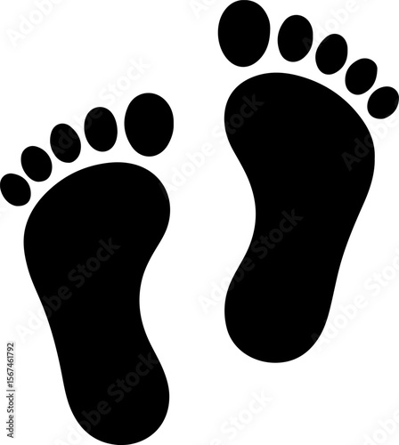 Two black footprint silhouettes on a white background silhouette