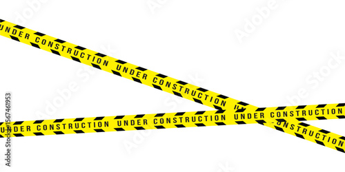Caution Tape Set, Yellow and Black Stripes, Warning Labels, Danger Signs, Safety Barriers, Construction Zone Graphics, under construction design in eps 10.