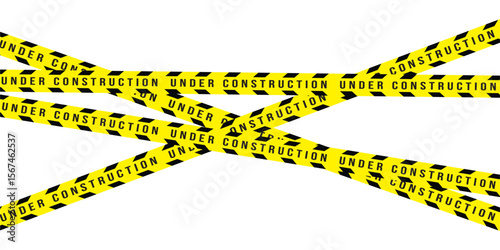 Caution Tape Set, Yellow and Black Stripes, Warning Labels, Danger Signs, Safety Barriers, Construction Zone Graphics, under construction design in eps 10.