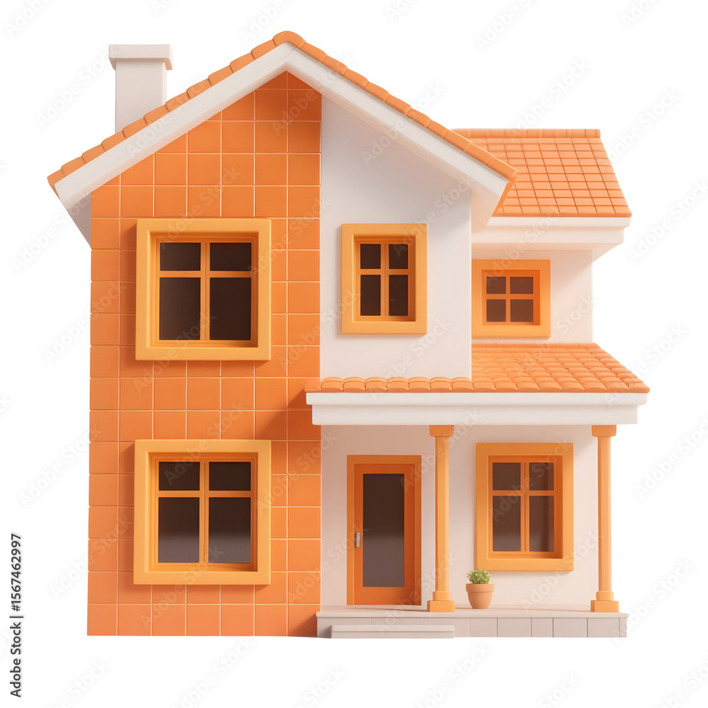 Obraz premium An orange house isolated on transparent background
