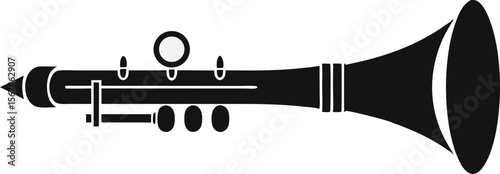 Simple Black and White Clarinet Illustration for Music and Design Projects