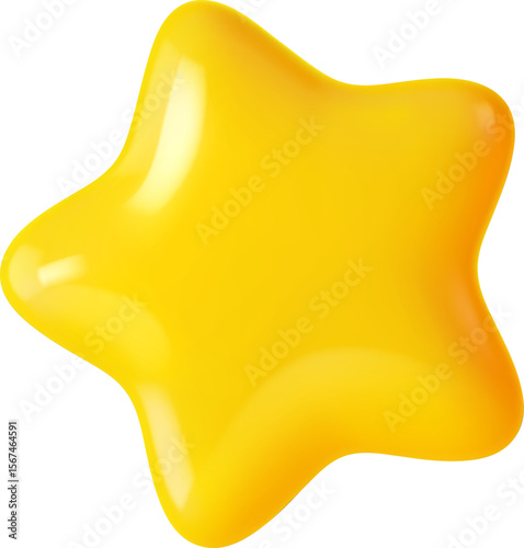 Quality review 3d realistic plastic five pointed star. Game app user interface, player score or ranking isolated vector symbol or element. Product quality rating golden, glossy yellow star icon