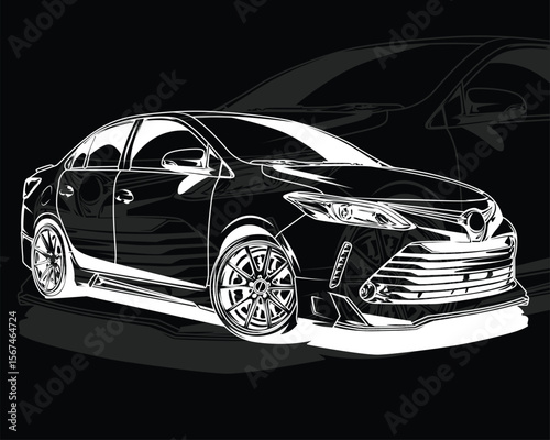 Racing style sedan vector illustration