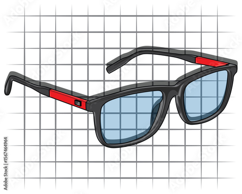Drawing of rimmed glasses vector illustration