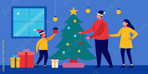 Cartoon vector illustration of diverse business people at the office with Christmas presents and in a meeting room, depicting successful male and female workers