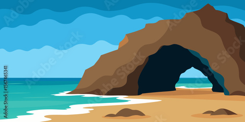 Tranquil morning seascape with golden sand, clear blue water, and a serene sky along the tropical coast