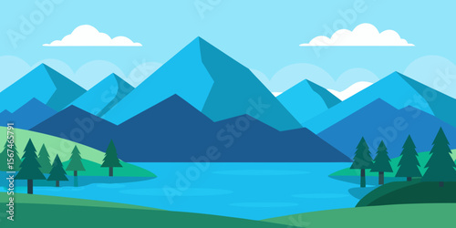 Serene Mountain Lake Landscape Picturesque View of Nature's Serenity