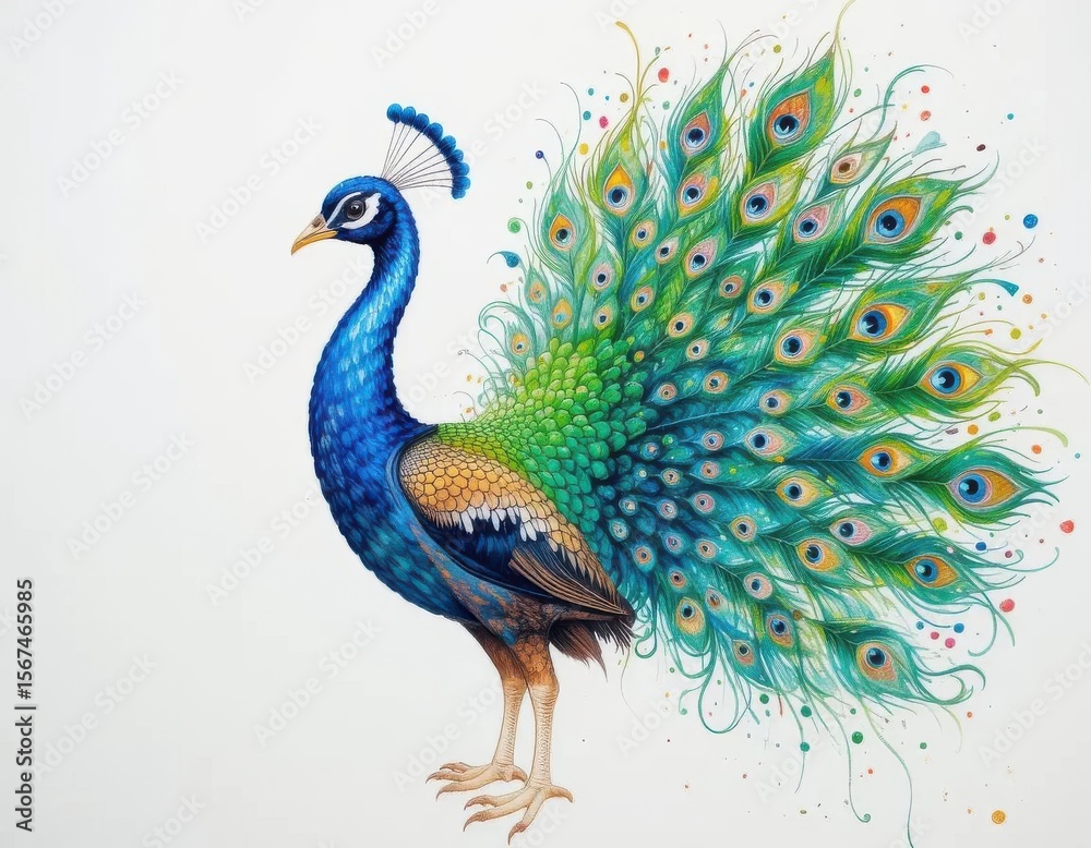 Fototapeta premium Vibrant Peacock with Elegant Feathers Displaying Colors and Patterns