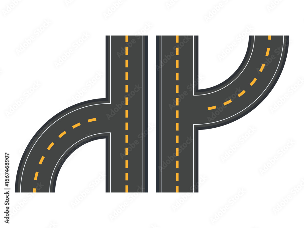Fototapeta premium Bending roads vector set