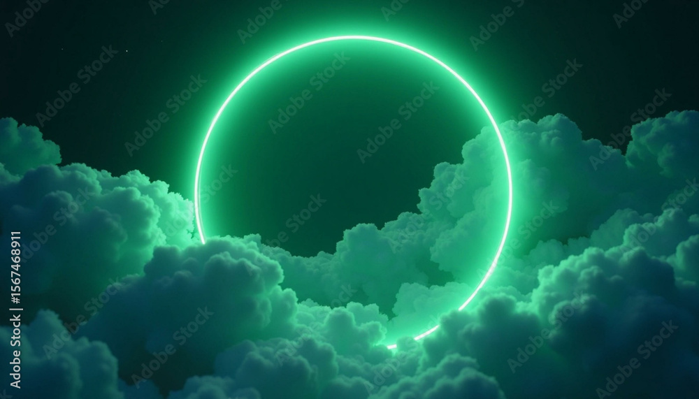 Obraz premium sky in the green circle in cloud
