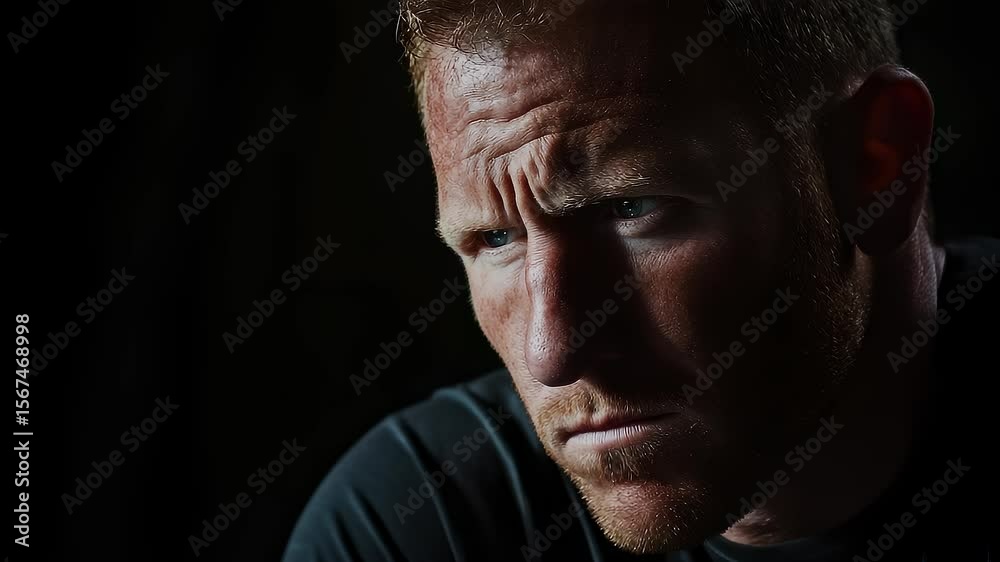 Close-up of focused and rigorous businessman in deep thought