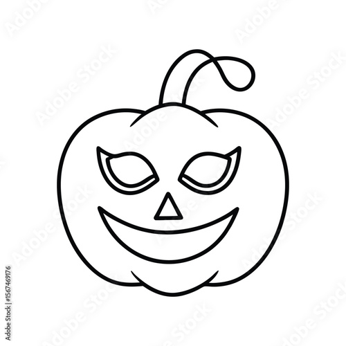 jack-o-lantern with carnival mask line art