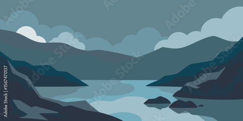 Serene mountain panorama under a vast blue sky with hints of morning mist