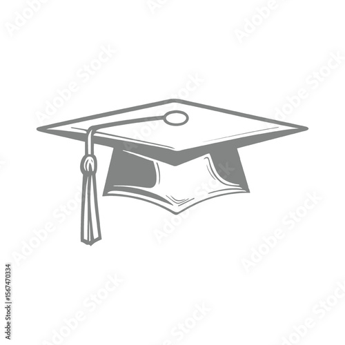 Monochrome Illustration of a Graduation Mortarboard