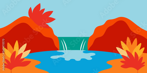 A vibrant vector illustration captures a burning candle in a glass, casting a warm glow over a tropical beach at sunset, with the ocean waves gently lapping the sand under a vast, colorful sky