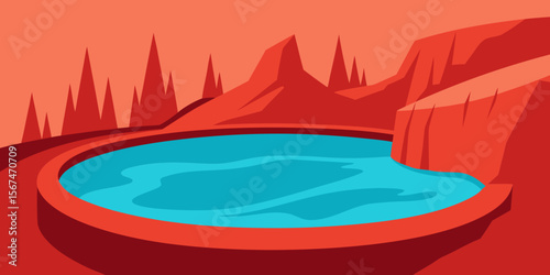 Serene Oasis A Tranquil Pool in a Dramatic Landscape