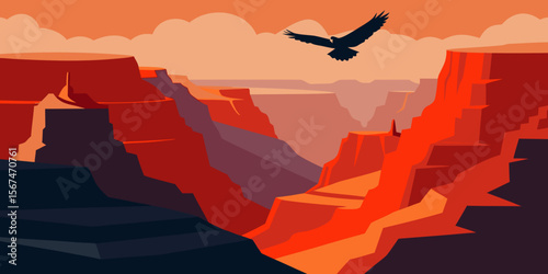 Majestic Canyon Vista Soaring Eagle Above Arizona's Red Rock Landscape