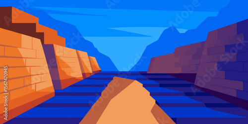 Ancient Canyon Walls A Digital Painting of Majestic Stone Structures
