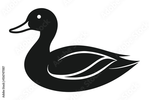 Elegant Black and White Duck Illustration with Simple Design Elements