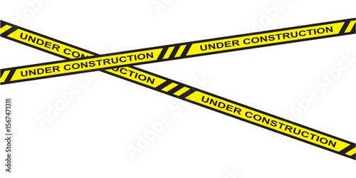 Set of seamless yellow and black warning tapes with text do not cross, warning, caution. Isolated on white background. Design elements for reconstruction, vector illustration in eps 10.