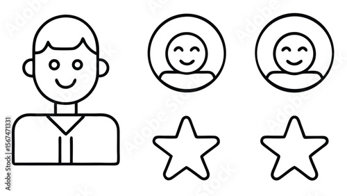 Person profile icons and star ratings avatar user