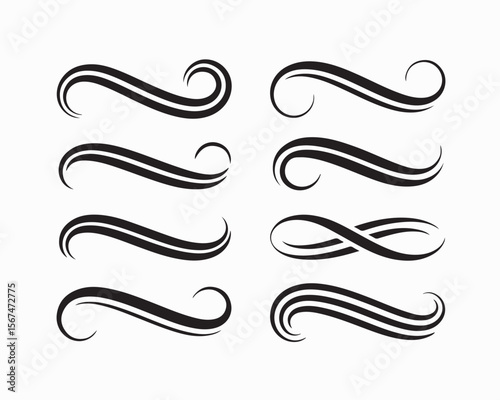 Infinity symbols collection, black infinity vector illustrations on white background. Perfect for logo design, branding, and mathematical representation. Various styles, from classic to artistic