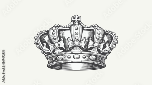 Detailed sketch of an ornate royal crown with crosses and decorative elements on a light background
