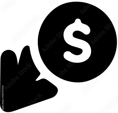 vector illustration of a coin with a dollar symbol and an arrow pointing left 