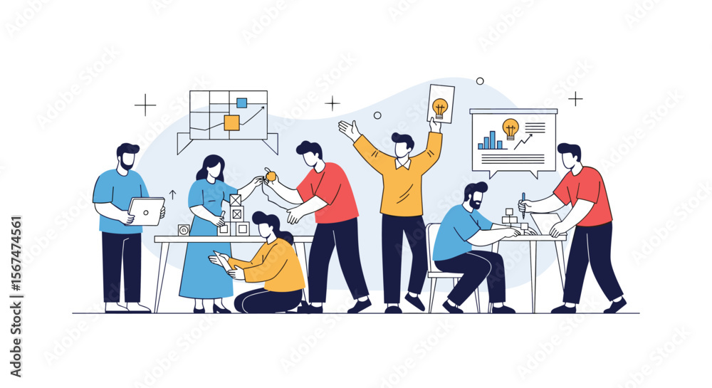 Obraz premium Collaborative teamwork strategy development and project execution in a dynamic business environment