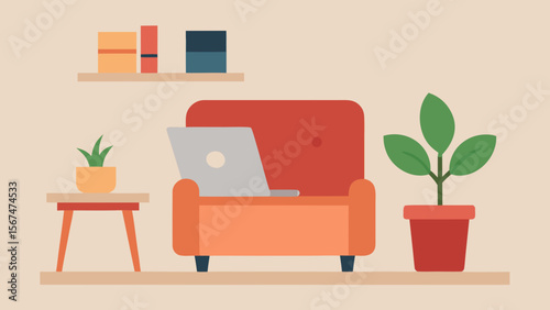 A luxurious and comfortable modern living room features contemporary furniture, a stylish sofa, and vibrant plants, enhancing the home's interior design