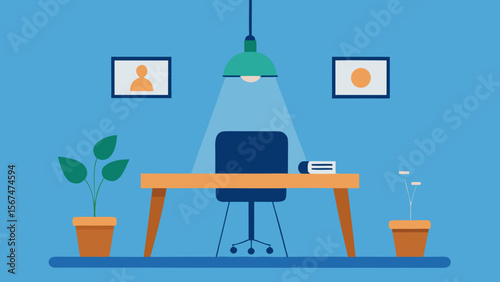 Modern living room interior with a computer and desk setup, creating a versatile home office space with contemporary furniture and technology