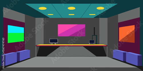 Modern Office Interior Design A Minimalist Workspace with Vibrant Color Accents