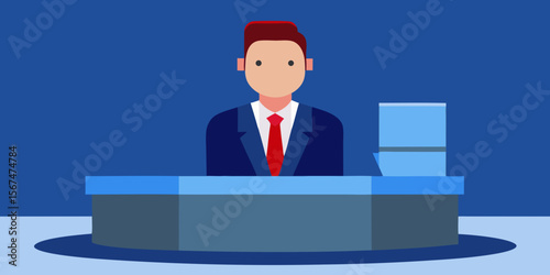 News Anchor Broadcasting Live Reporting the Day's Top Stories