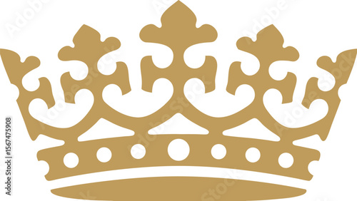 Illustration of a golden crown with intricate designs and circular accents on a white background