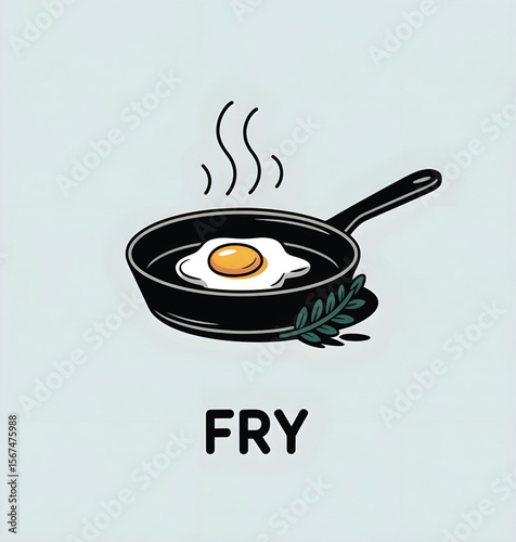 Frying Pan with Egg and Fry Text