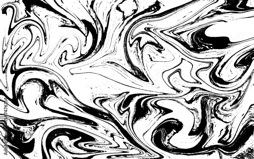 Fototapeta premium Black marble white pattern ink acrylic painted waves texture background for wallpaper