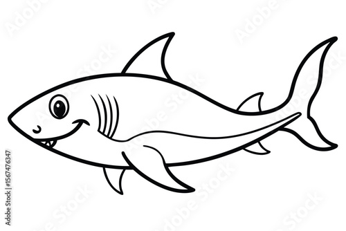 Smiling cartoon shark illustration animal fish