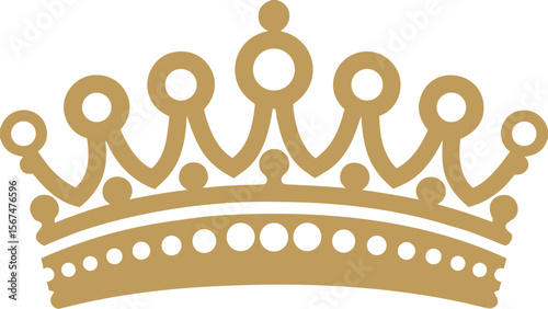 Golden crown with circular and spherical embellishments isolated on a white background design element