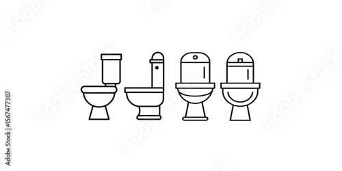 Print   Toilet line icon bowl sanitaryware vector bathroom. Bidet toilet line icon