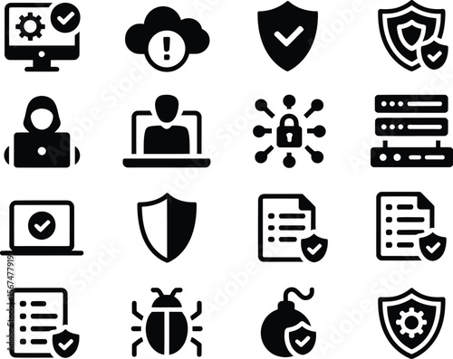 Cybersecurity Icons Set for Modern Technology