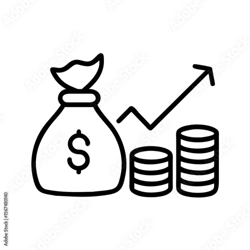 Profit and Finance Editable Stroke Icons Set – Minimal Vector Line Symbols for Revenue, Investment, and Financial Growth