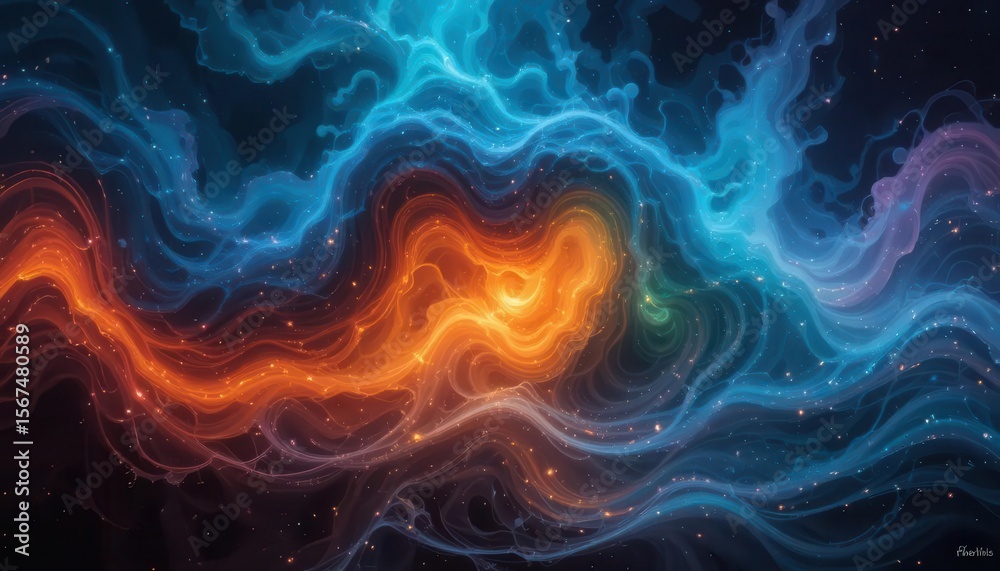 Obraz premium Abstract Colorful Swirling Galaxy With Bright Cosmic Nebula Effects