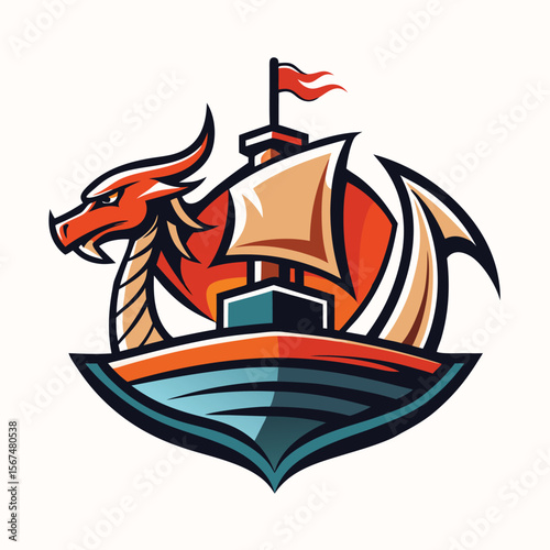 Cruise Ship mascot logo Design Minimalist concept vector illustration