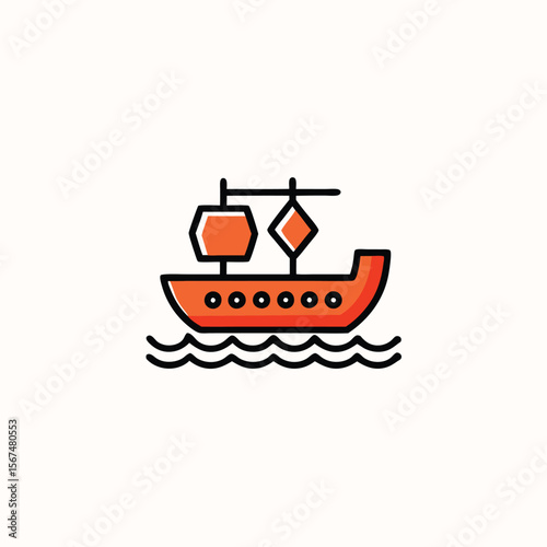 retro ship vector logo design template
