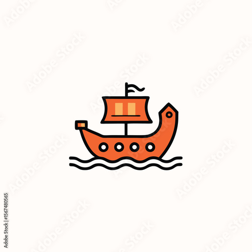 retro ship vector logo design template