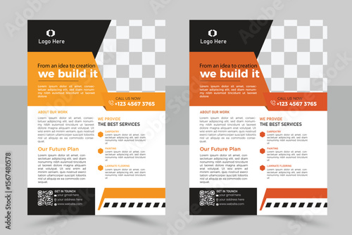 professional flyer template tailored for construction and renovation businesses. Features a clean layout with bold visuals.