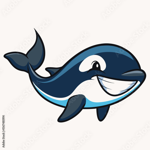 Killer whale. Marine animal. A big oceanic fish Minimalist concept vector illustration