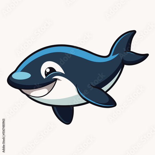 Killer whale. Marine animal. A big oceanic fish Minimalist concept vector illustration